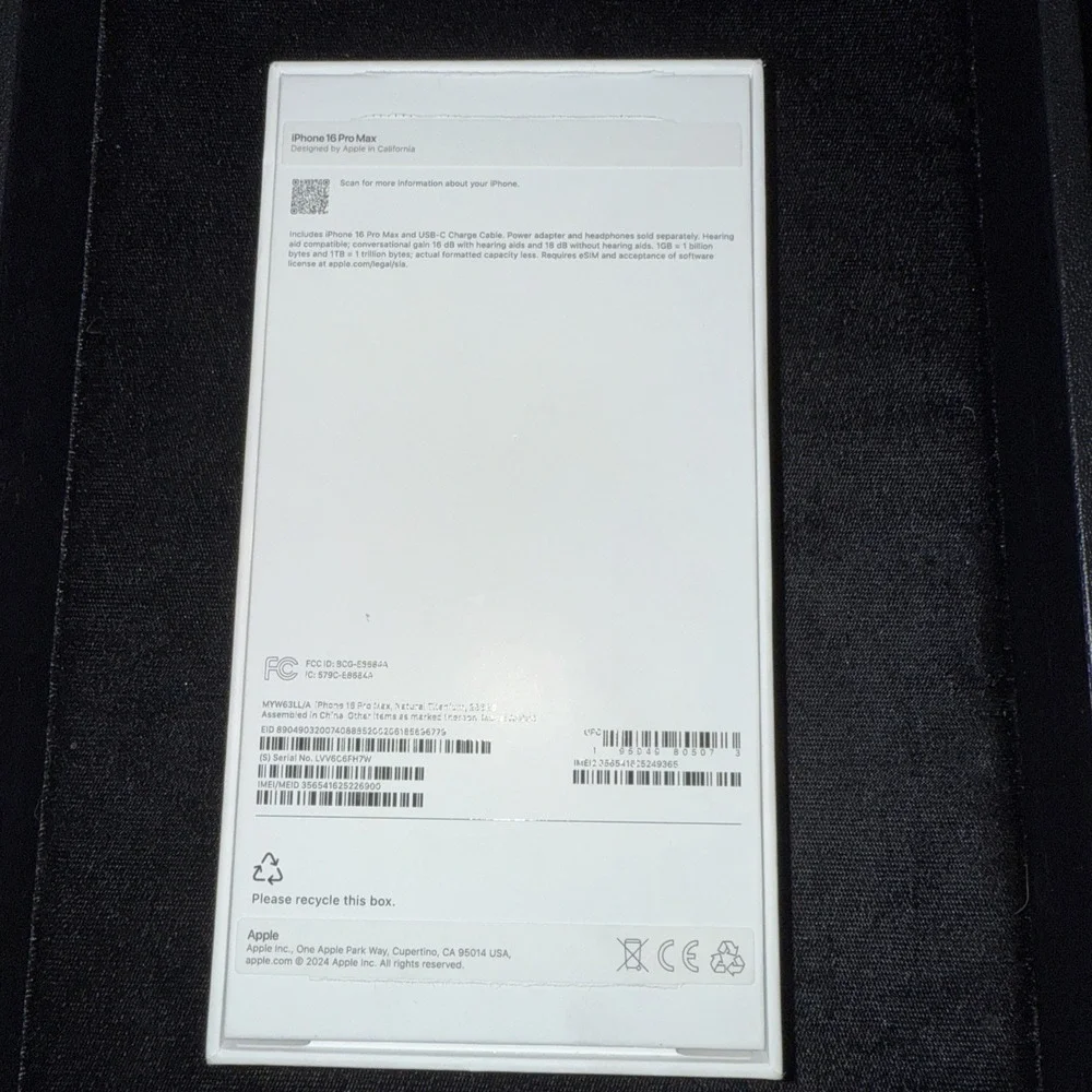 Original Apple iPhone 16‎ Pro Max Desert Titanium Empty Box Only 3897